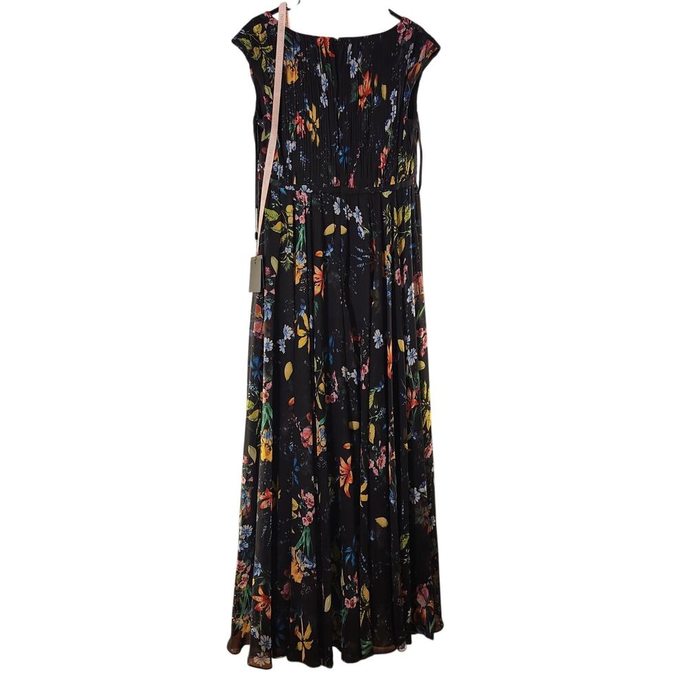 IEENA for MAC DUGGAL NWT Pleated Floral A-Line Black Gown, Size 10 - Picture 5 of 14